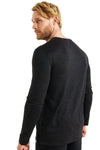 Herren Merino Langarmshirt 165 Heathered Black V-Ausschnitt