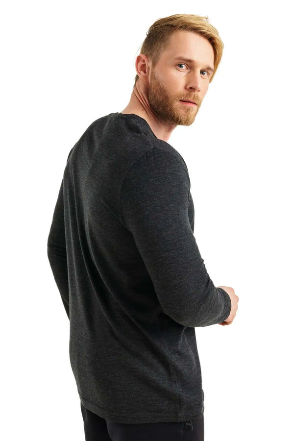 Herren Merino Langarmshirt 165 Anthrazit | V-Ausschnitt