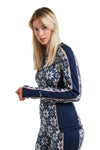 Merino Langarmshirt 250 Snowflake Navy für Damen