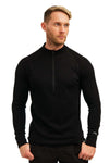 Merino Half Zip Langarmshirt 250 für Herren, Schwarz