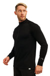 Merino Half Zip Langarmshirt 250 für Herren, Schwarz