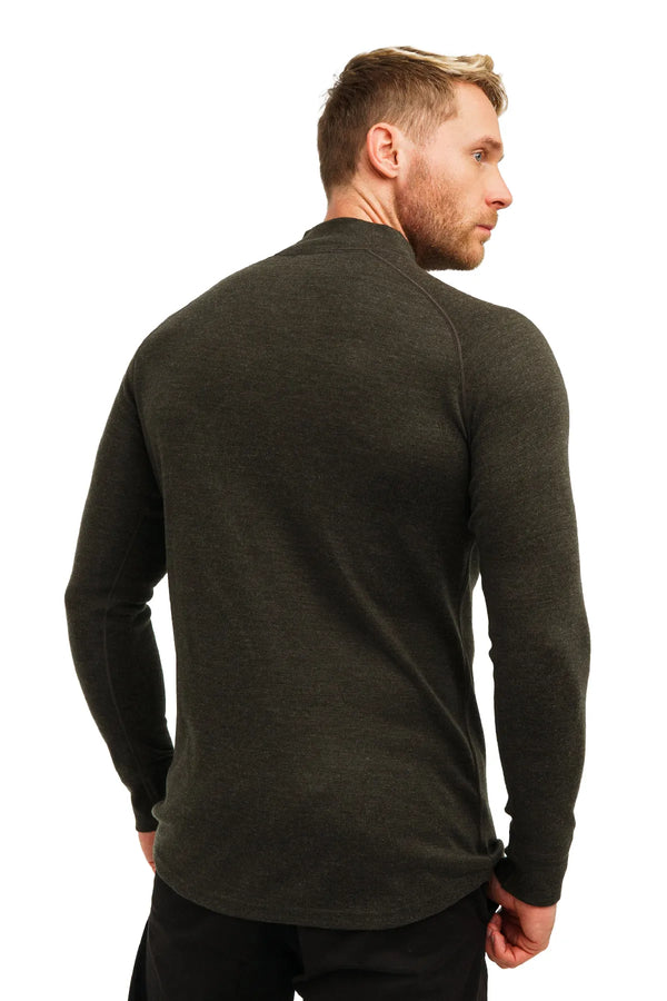 Merino Half Zip Langarmshirt 320 für Herren, Armeegrün