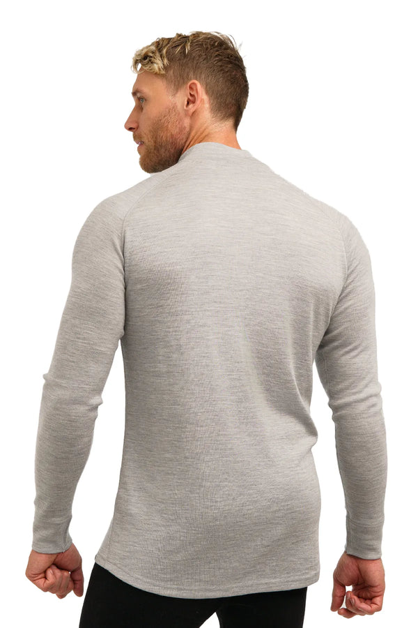 Merino Half Zip Langarmshirt 320 für Herren Heather Gray