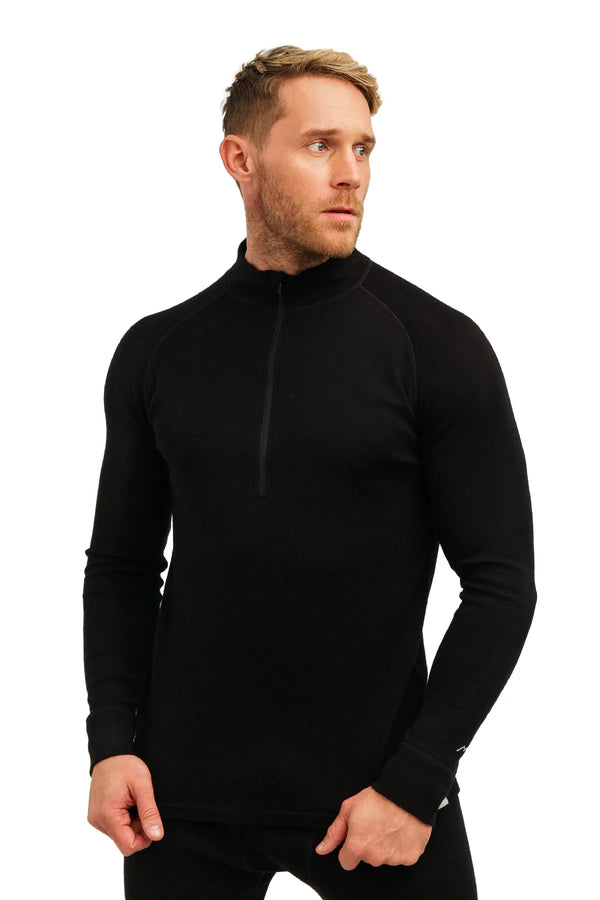 Men's Merino Half Zip Long Sleeve 320 Black