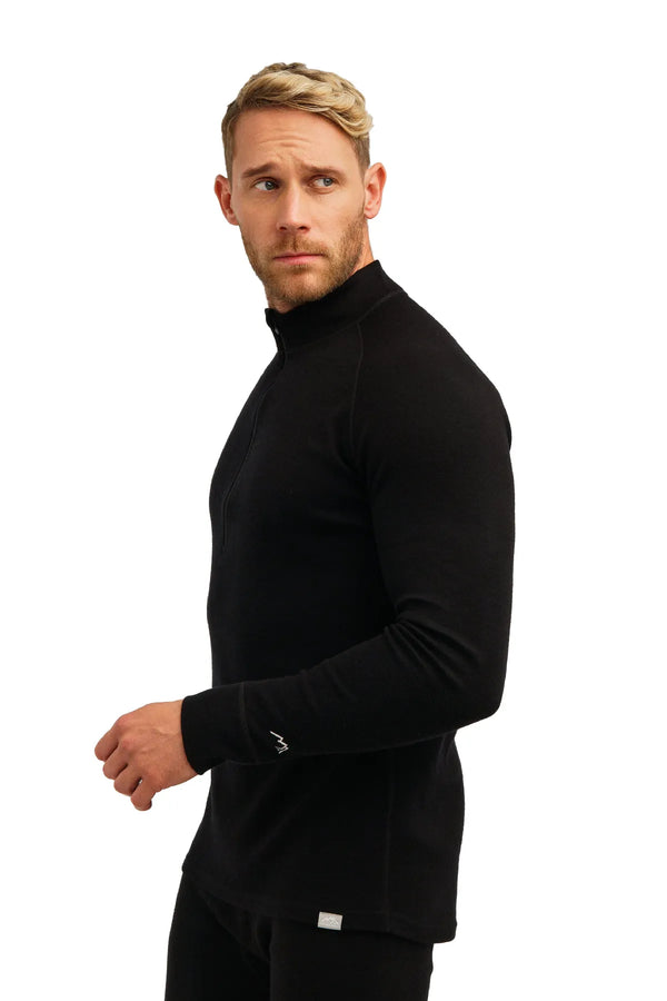 Men's Merino Half Zip Long Sleeve 320 Black