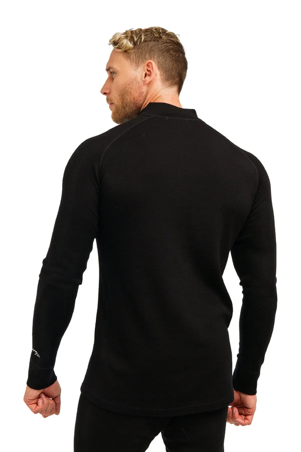 Men's Merino Half Zip Long Sleeve 320 Black