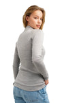 Merino Half Zip Langarmshirt 320 für Damen Heather Gray