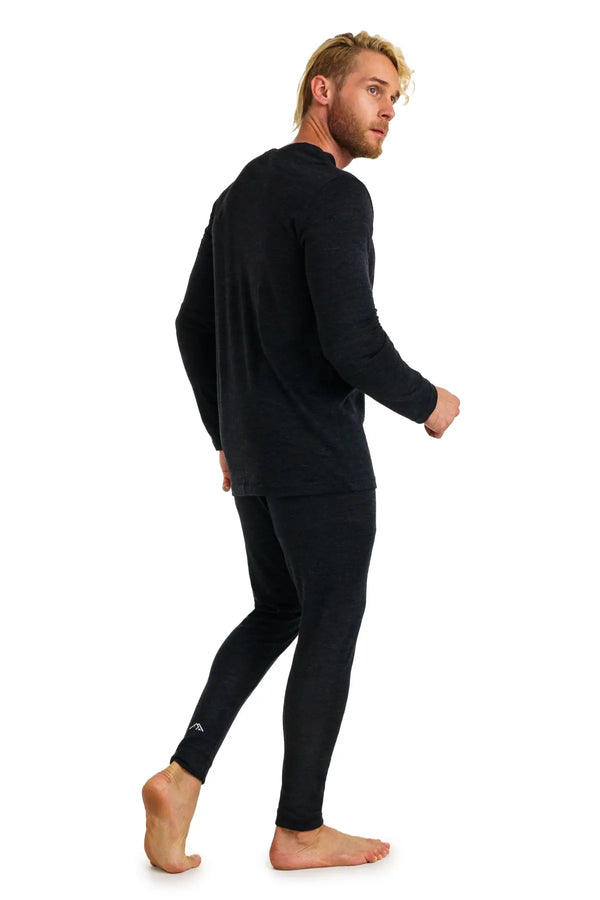 Herren Merino Thermo-Set 165 Heathered Black 