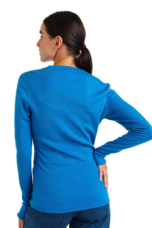 Merino Langarmshirt 320 für Damen Ozeanblau