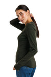 Merino Langarmshirt 320 für Damen, Armeegrün