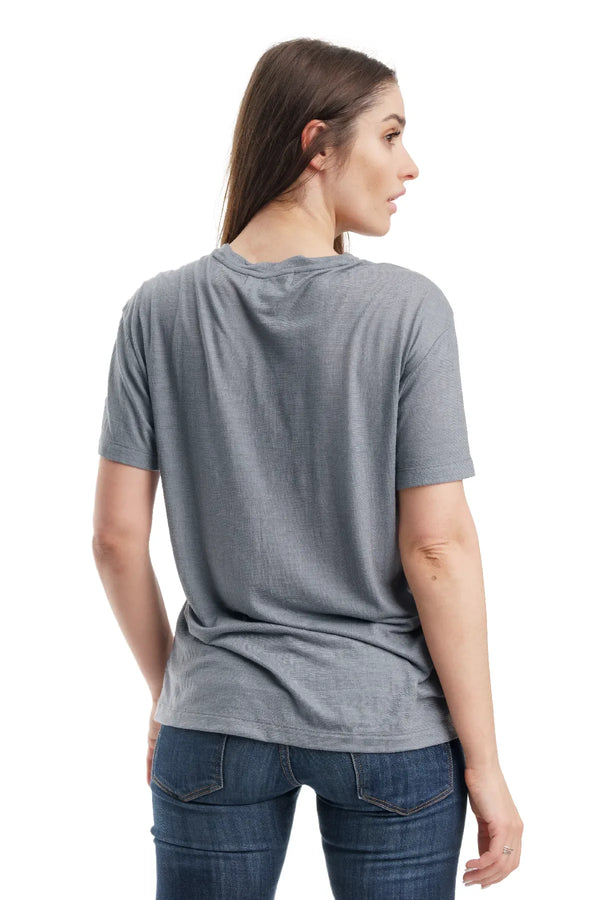 Damen Merino T-Shirt 165 Grau | V-Ausschnitt (+Socken)