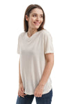 Damen Merino T-Shirt 165 Creamy | V-Ausschnitt (+Socken)